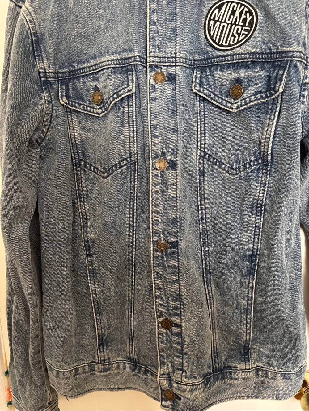 Disney Mickey Mouse Men's Light Wash Denim Jacket - Blue